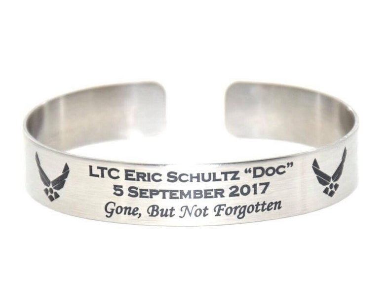 Memorial Bracelet / Military KIA / Stainless Steel Cuff / Etsy