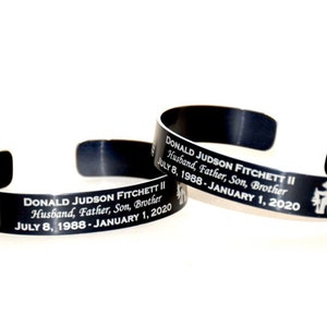 Engraved Memorial Bracelet for Donald Judson Fitchett II.