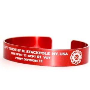 Custom Laser Engraved Firefighter Memorial Bracelet: EMT, Veteran, First Responder