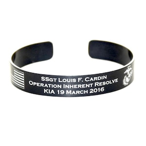 Military Memorial Bracelet / End of Watch / POW / Till Valhalla / KIA Bracelet / USMC / Navy / Army/ Air Force / Navy Seal / Veteran image 1