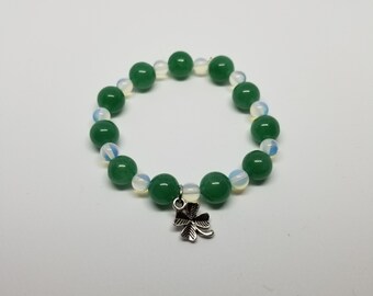 Beaded bracelet, green quartz, opalite, gemstone bracelet, handcrafted bracelet, crystal bracelet, jewellery