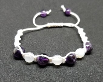 Shambhala bracelet, amethyst, clear quartz, gemstone bracelet, handmade bracelet, crystal bracelet