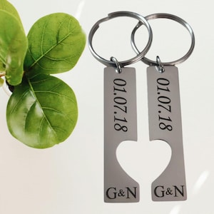 Couple Keyring Wedding Anniversary Gift Personalised Keyring