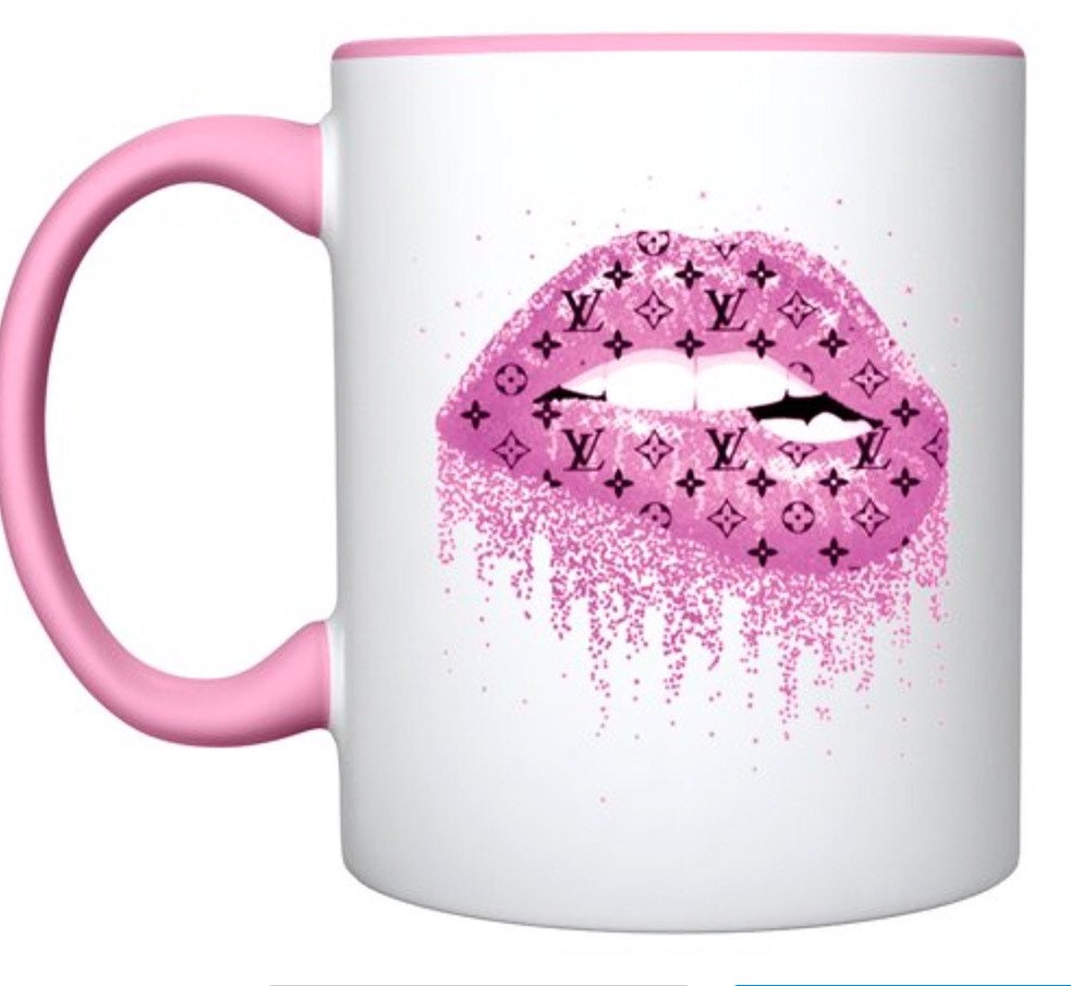 Lv lipstick drip lips mug | Etsy