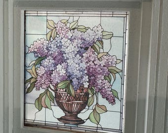 Bridgerton Lilac Stained Glass Window - Window Decal - Dollhouse Miniature - 1:12 Scale