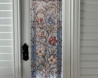 Springtime Floral Stained Glass Single Door Decal - Dollhouse Miniature - 1:12 Scale