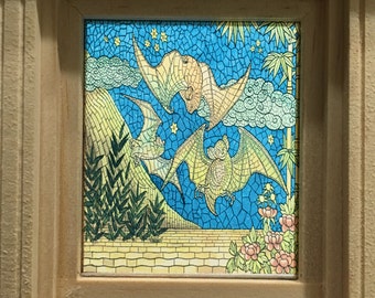 Dollhouse Miniature - Belcher Style Bats Stained Glass - Window Decal
