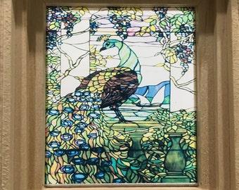 Dollhouse Miniature - Tiffany Style Peacock Stained Glass - Window Decal