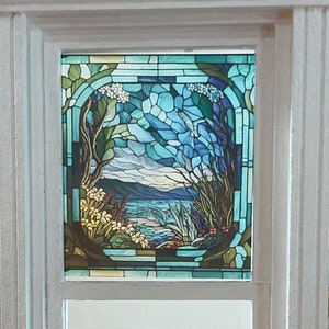 Puppenhaus Miniatur - Küstengewässer Glasmalerei - Fensteraufkleber