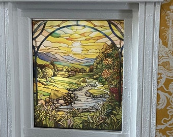 Dollhouse Miniature - Countryside Creek Stained Glass - Window Decal