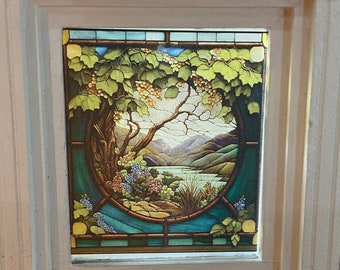 Dollhouse Miniature - River Valley Vineyard Stained Glass - Window Decal