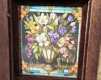 Dollhouse Miniature - Chateau Flower Bouquet Stained Glass - Window Decal