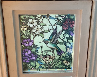 Dollhouse Miniature - Victorian Style Humming Bird Stained Glass - Window Decal