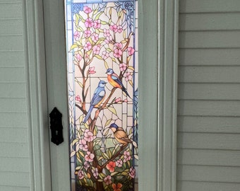 Dollhouse Miniature - Three Birds Stained Glass Single Door Decal