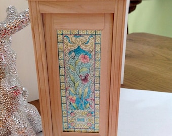 Dollhouse Miniature - Floral Stained Glass Single Door Decal