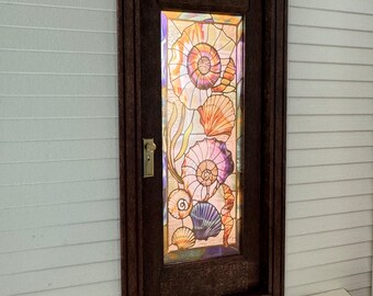 Dollhouse Miniature - Seashell Stained Glass Single Door Decal