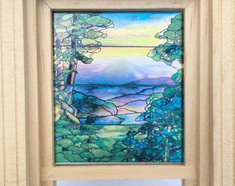 Dollhouse Miniature - Tiffany Style Mountain View Stained Glass - Window Decal