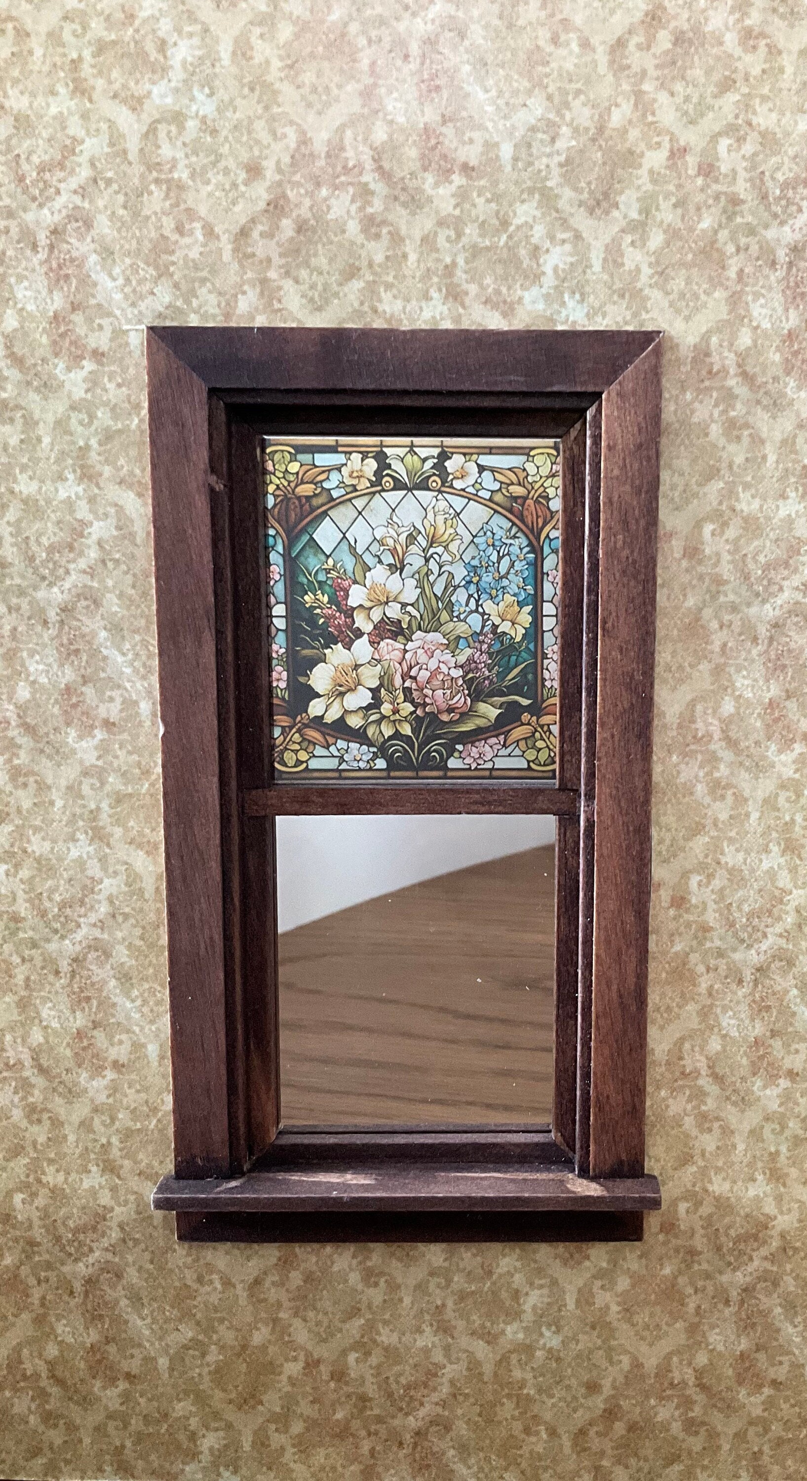Dollhouse Miniature - Victorian Flower Garden Stained Glass - Window Decal