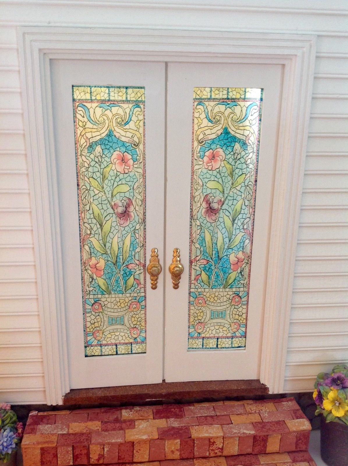 Casa Delle Bambole In Miniatura Floreale Aspetto Vetro Colorato Acrilico 814812 - Foto 9