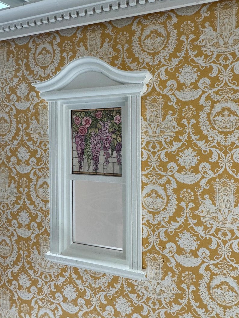 Roses & Wisteria Stained Glass Window - Window Decal - Dollhouse ...