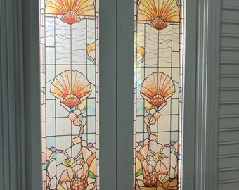 Dollhouse Miniature - Scallop Shell Stained Glass French Door Decals