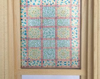 Dollhouse Miniature - Belcher Style Squares Stained Glass - Window Decal