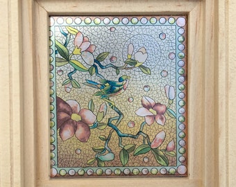 Dollhouse Miniature - Belcher Style Birds Stained Glass - Window Decal