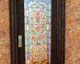 Dollhouse Miniature - Mediterranean Stained Glass Single Door Decal