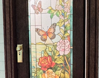 Dollhouse Miniature - Butterfly Stained Glass Single Door Decal