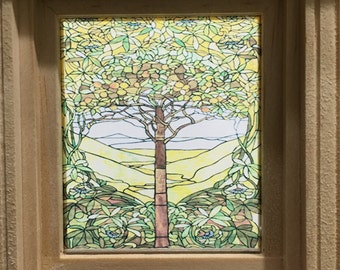 Dollhouse Miniature - Tiffany Style Tree of Life Stained Glass - Window Decal
