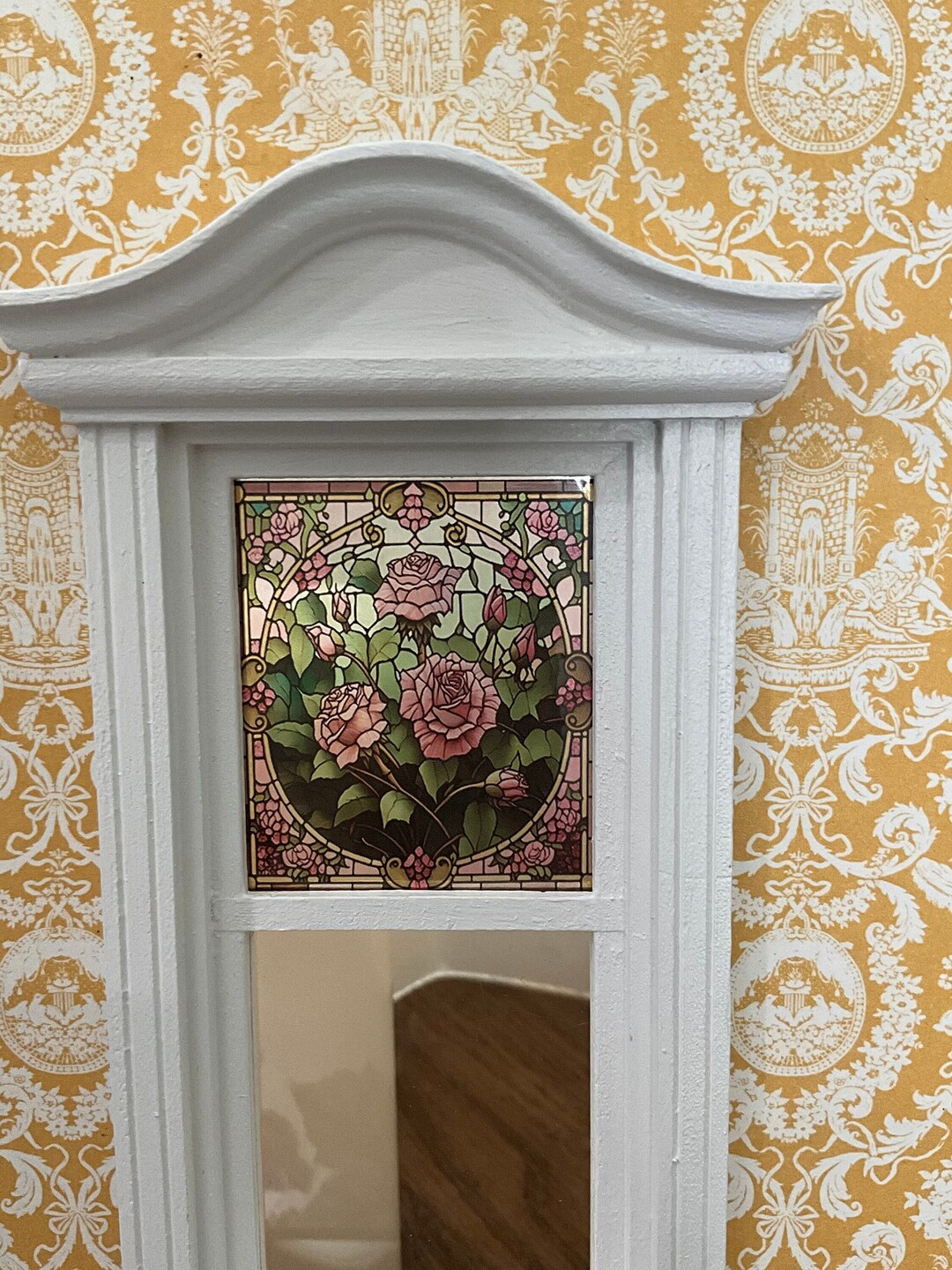 Dollhouse Miniature Rose Garden Stained Glass Window Decal Etsy