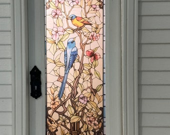 Dollhouse Miniature - Two Birds Stained Glass Single Door Decal