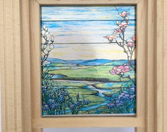 Dollhouse Miniature - Tiffany Style River Stained Glass - Window Decal