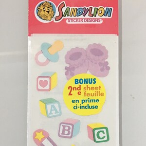 Adesivos Vintage Sandylion Baby Girl. Em Embalagem Original. Ursinhos de Pelúcia, Carrinho de Bebê, Chocalho, Chá de Bebê