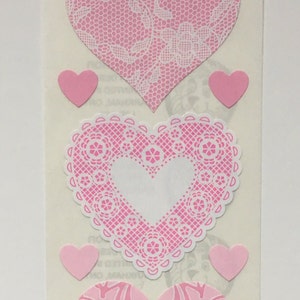 Vintage Sandylion Pink Spitze Herz Aufkleber Streifen