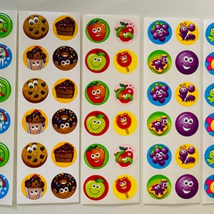 Vintag Rare Sandylion Scratch n Sniff Stickers. Peppermint, Chocolate, Grape, Apple.