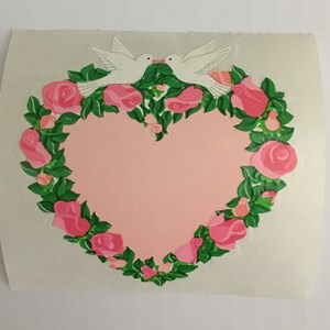 Vintage Rare Kromekote Heart Wreath Doves, Roses, Flowers