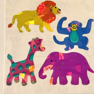 Vintage Rare Sandylion Prismatic Elephant Giraffe Monkey Lion