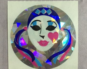 Vintage Rare Sandylion Mini Pierrot Clown Prismatic Sticker