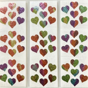 Vintage Rare Sandylion Rainbow Glitter Heart Sticker Strips