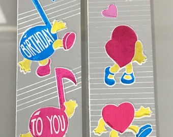 Vintage Cardesign Toots Dancing Hearts and Musical Sticker Strips