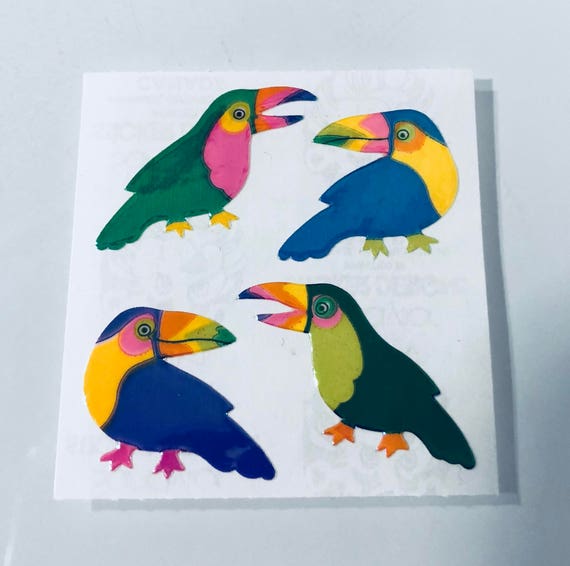 Sandylion MINI PARROTS Stickers PRISMATIC 1 Square VINTAGE NEW