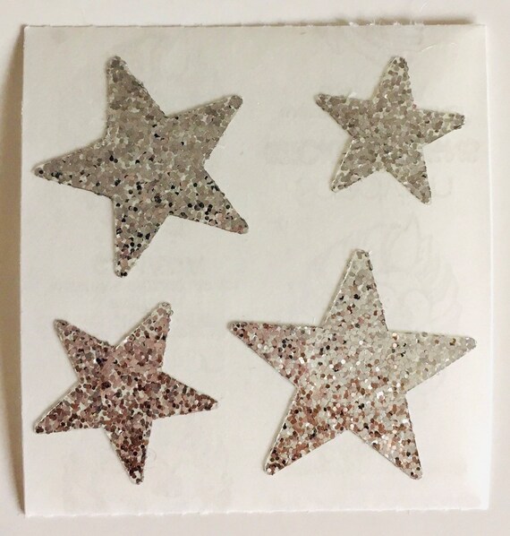 Vintage Rare Sandylion Shiny Silver Stars Stickers