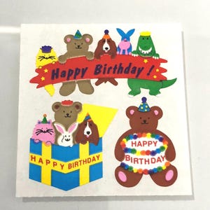 Vintage Rare Sandylion Happy Birthday Teddy Bear Stickers