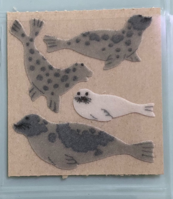SANDYLION vintage rare fuzzyシール　動物 Vintage Rare Sandylion Fuzzy Seal Stickers - Etsy