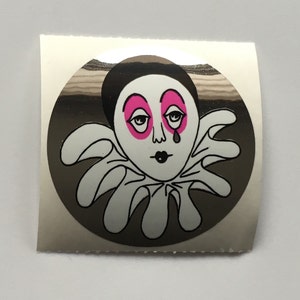 Adesivo de palhaço vintage raro Sandylion Mylar Pierrot