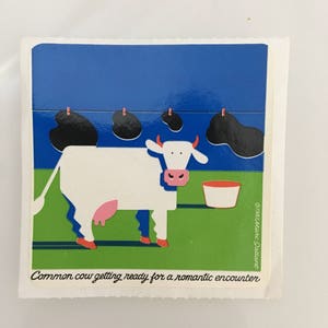 Cute Vintage Cow Sticker. Dated 1987