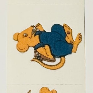 Vintage Rare Sandylion Fuzzy Mouse Sticker Strip