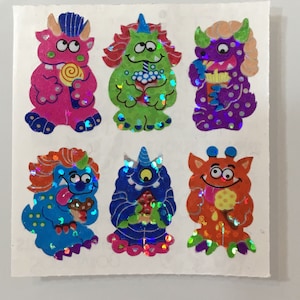 Vintage Rare Sandylion Silly Monster Glitter Stickers