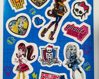 Hoja de pegatinas vintage de Monster High